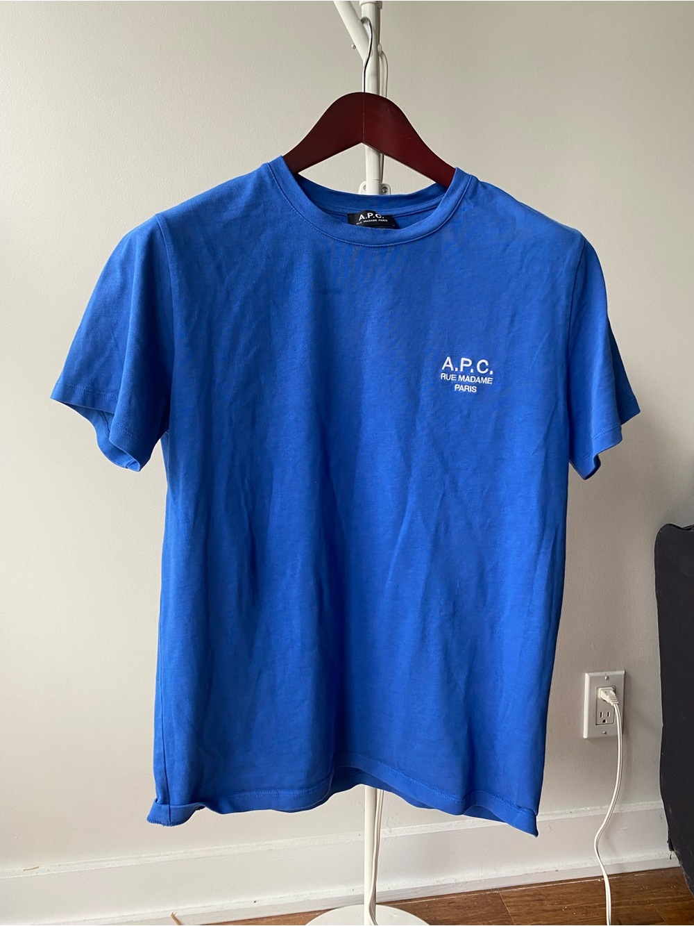 A.P.C. Bright Blue Medium Logo Crewneck Tee